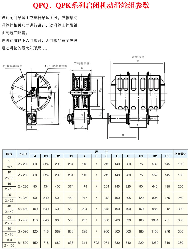 QPQ、QPK系列啟閉機(jī)動(dòng)滑輪組